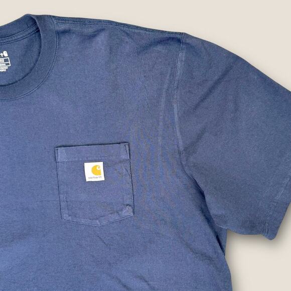 Carhartt Mens Short Sleeve Loose Fit Pocket T Shirt Crew Neck Size 2XL Dark Navy - Picture 4 of 10